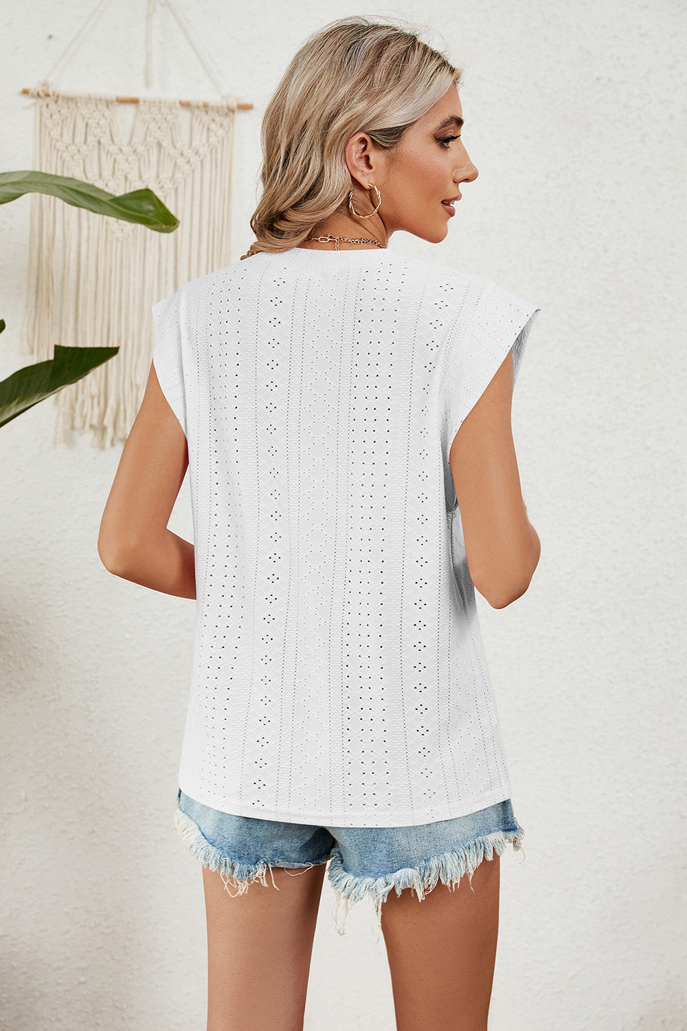 Eyelet Round Neck Tank - The Goddess Galleries