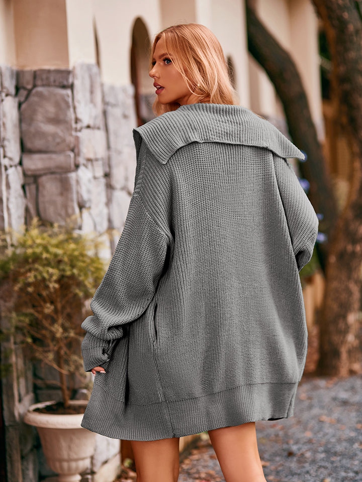 Dropped Shoulder Long Sleeve Cardigan - The Goddess Galleries