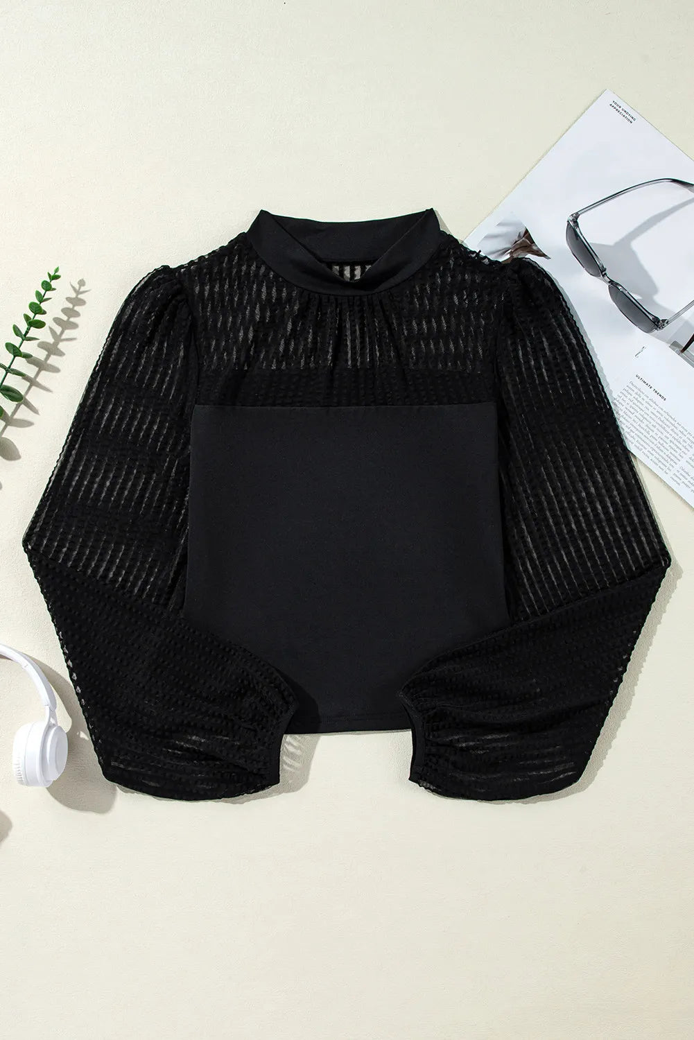 Mock Neck Long Sleeve Blouse - The Goddess Galleries