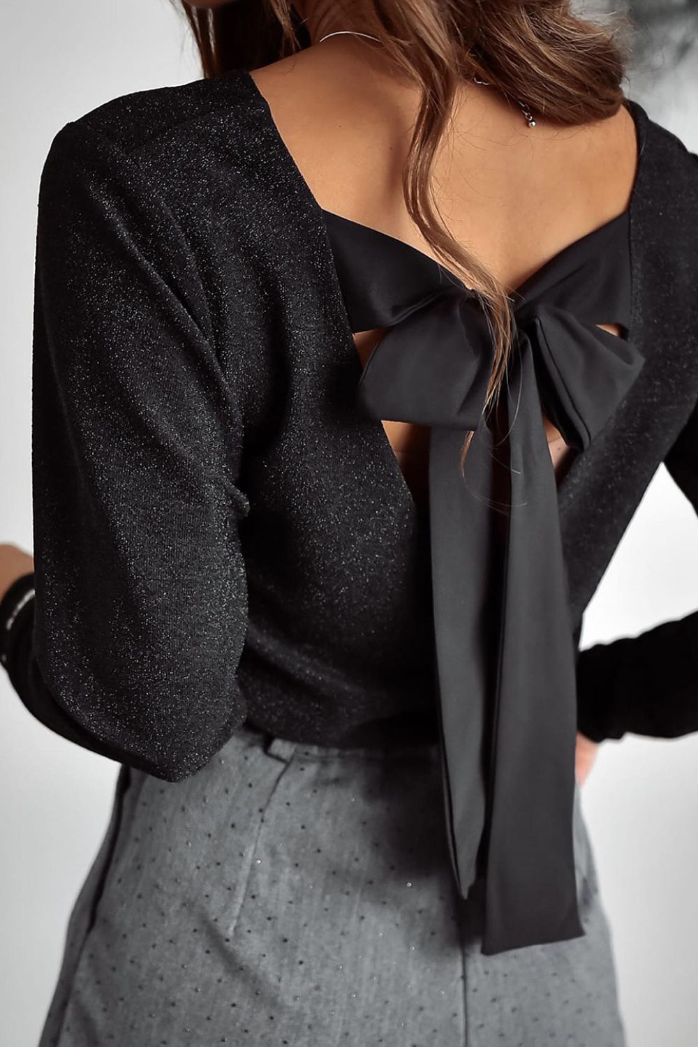 Bowknot V-Neck Long Sleeve Blouse - The Goddess Galleries