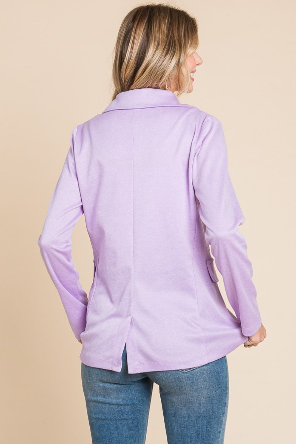 Culture Code Button Up Long Sleeve Slit Blazer - The Goddess Galleries