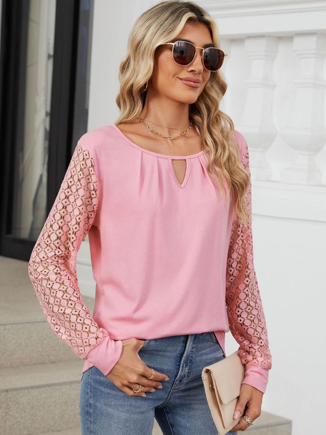 Cutout Round Neck Long Sleeve T-Shirt - The Goddess Galleries