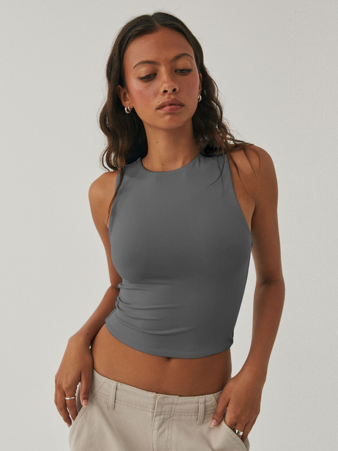 Round Neck Cropped Tank - The Goddess Galleries