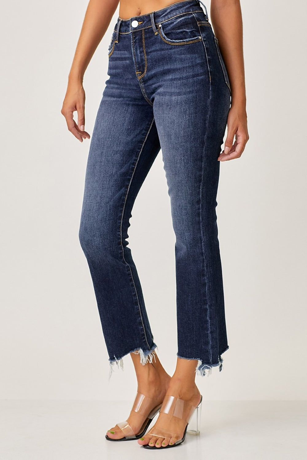 Risen Full Size Frayed Hem Cropped Straight Jeans - The Goddess Galleries