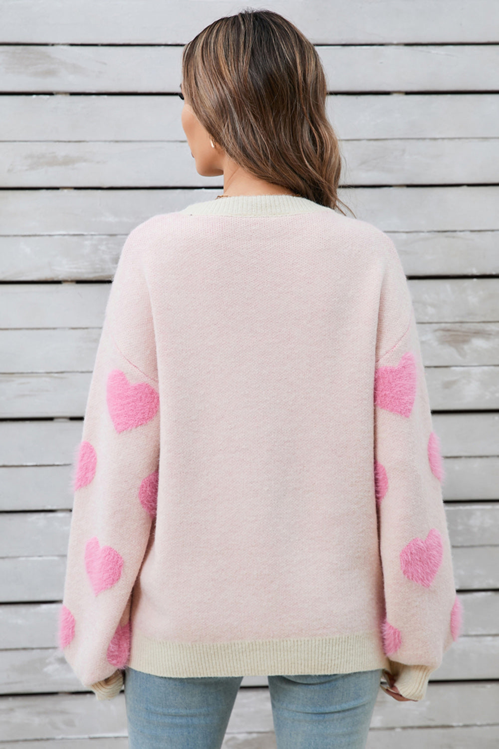 Angel Wings Heart Dropped Shoulder Long Sleeve Sweater - The Goddess Galleries