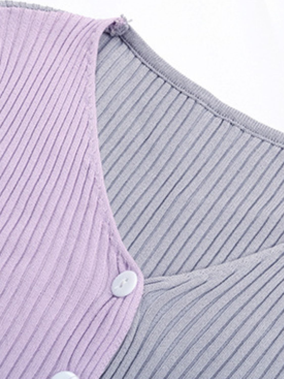 Perfee Contrast Button Up Long Sleeve Cardigan - The Goddess Galleries