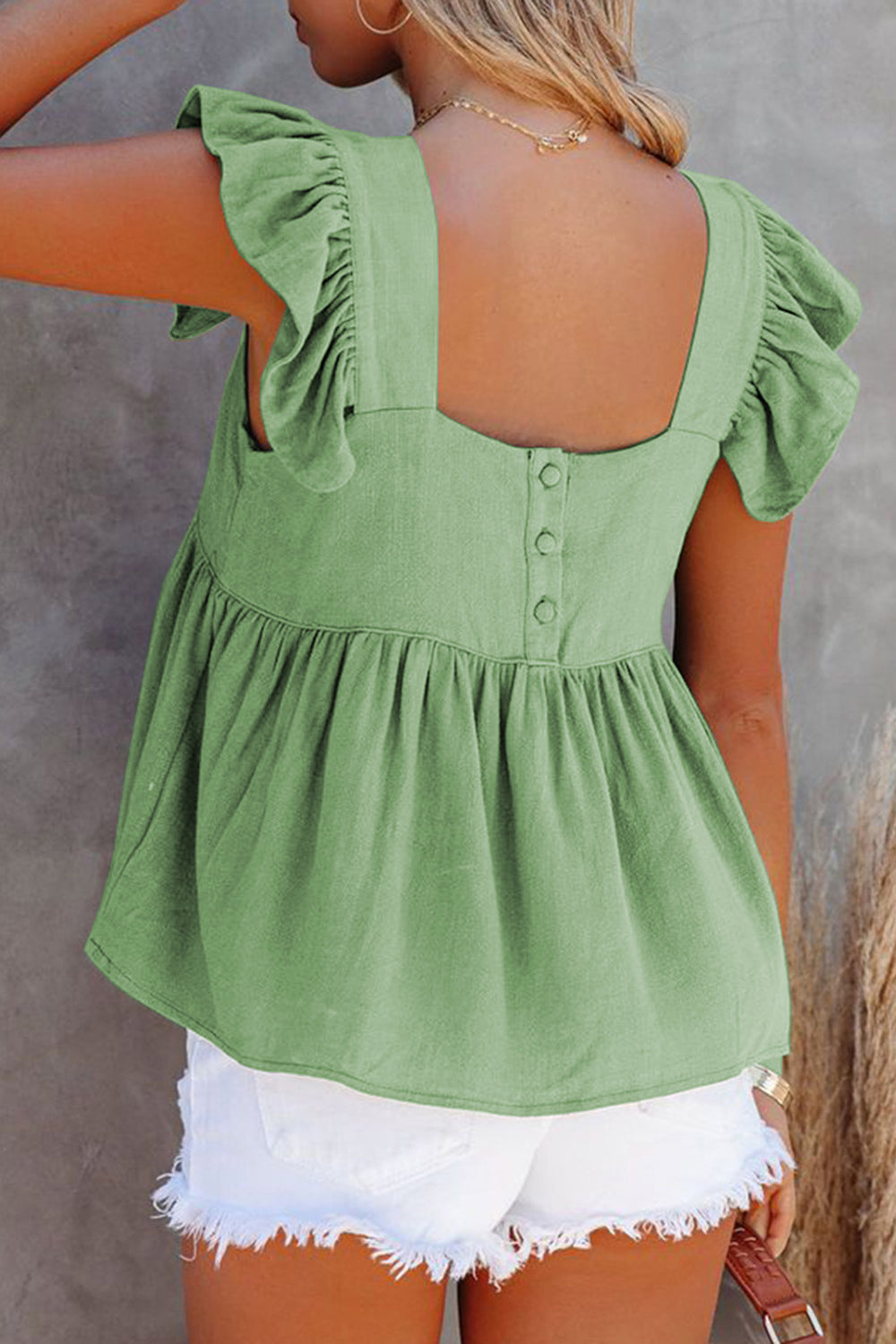 Full Size Ruffled Square Neck Cap Sleeve Blouse - The Goddess Galleries