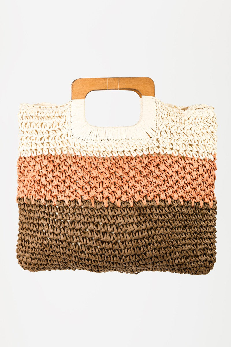 Fame Color Block Double-Use Braided Tote Bag - The Goddess Galleries