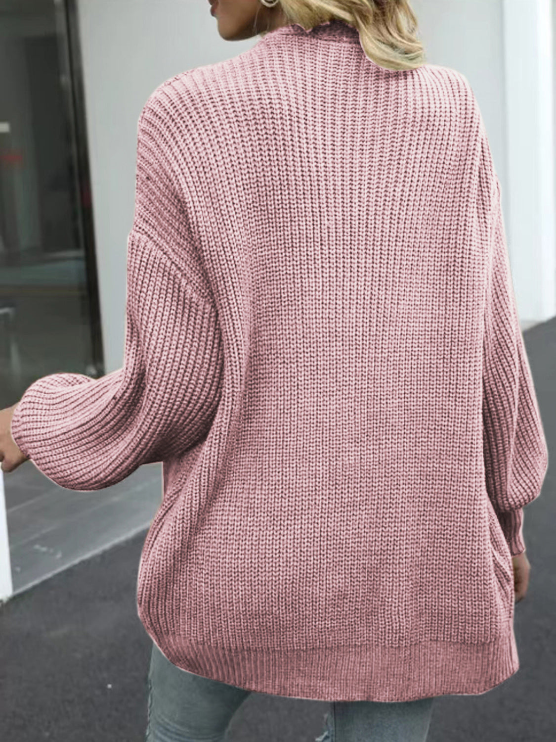 Drop Shoulder Balloon Sleeve Cardigan - The Goddess Galleries