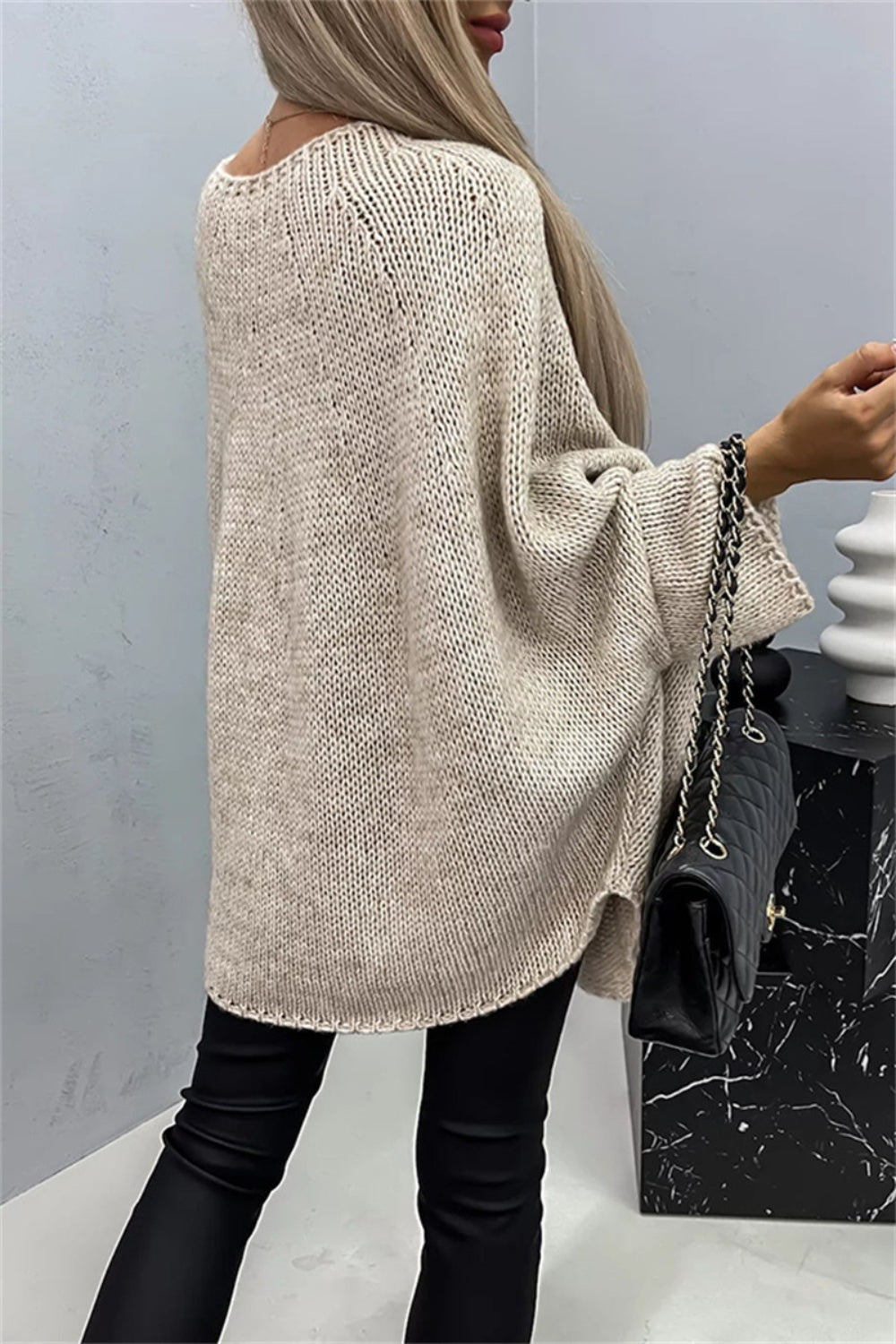 Round Neck Batwing Sleeve Sweater - The Goddess Galleries