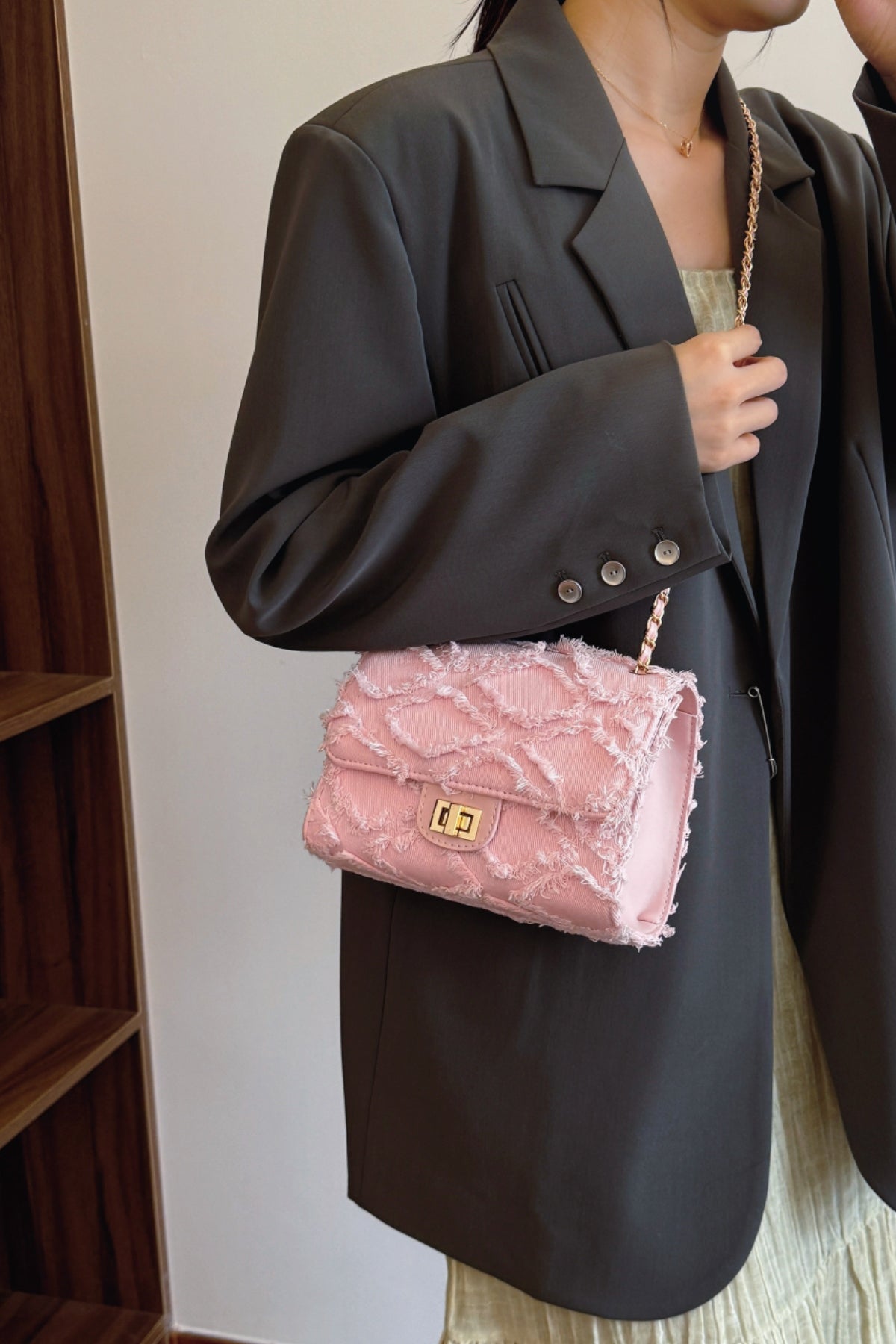 Raw Hem Denim Crossbody Bag - The Goddess Galleries