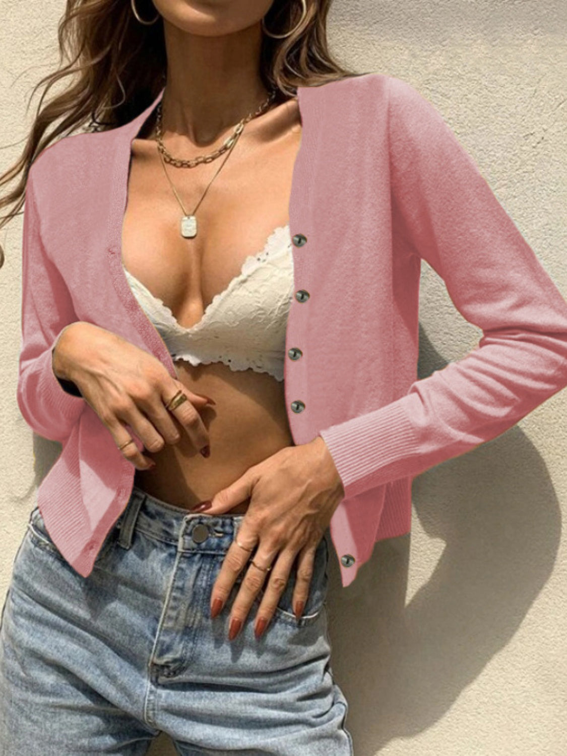 Button Up Long Sleeve Cardigan - The Goddess Galleries
