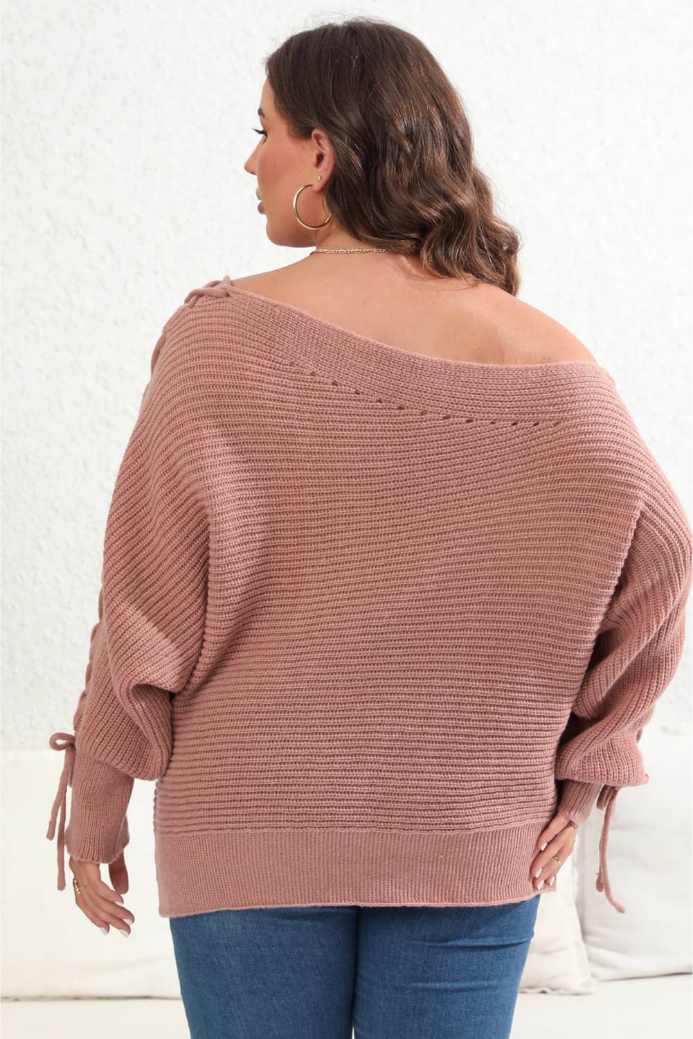 Plus Size One Shoulder Beaded Sweater - The Goddess Galleries