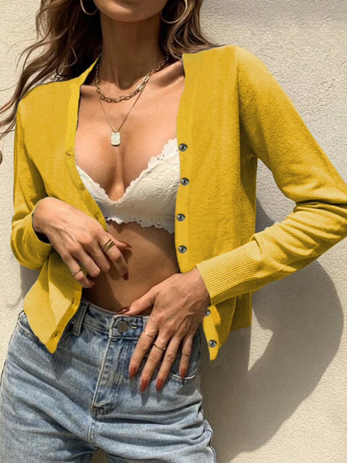 Button Up Long Sleeve Cardigan - The Goddess Galleries