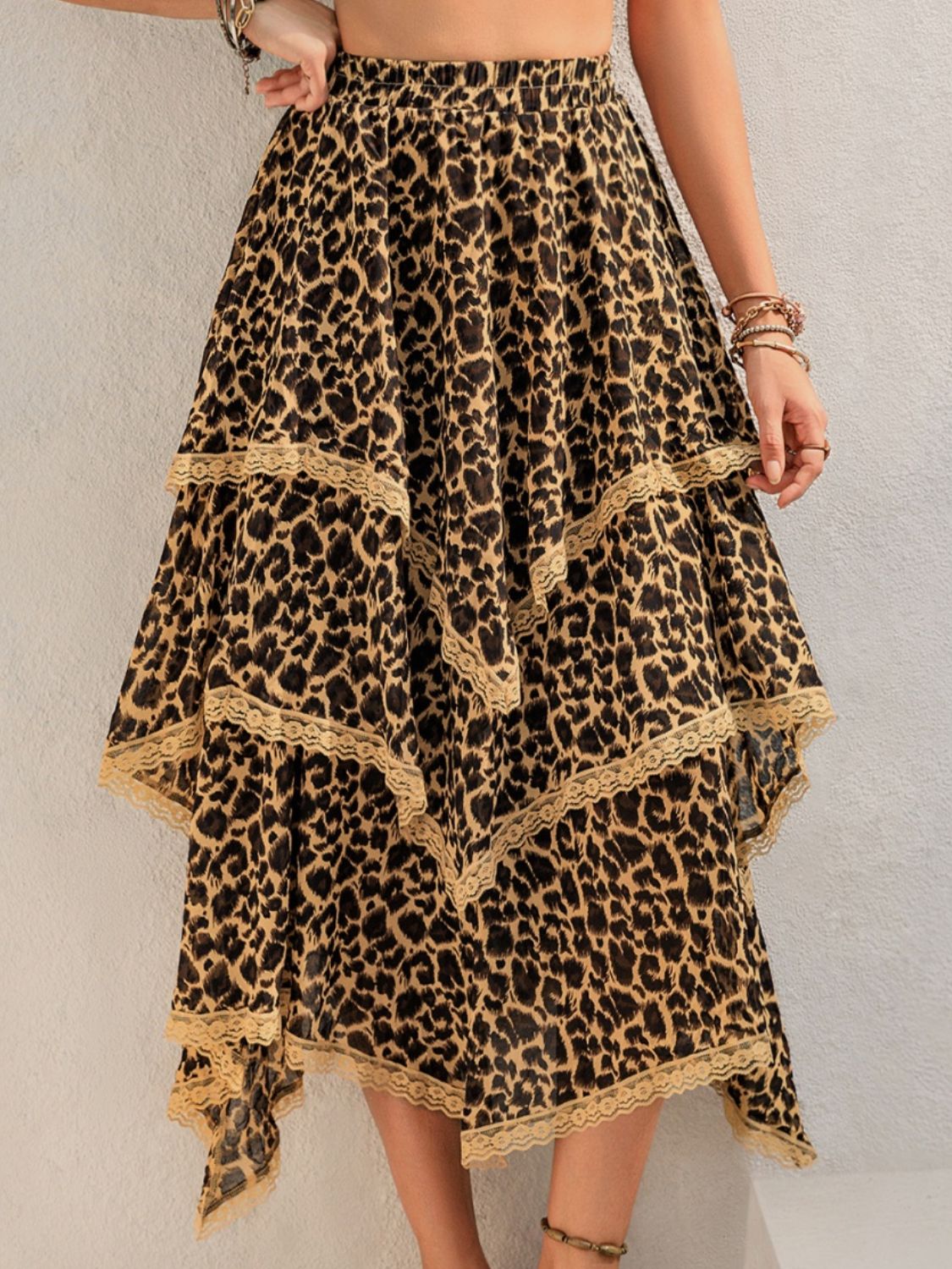 Lace Detail Layered Printed Skirt - The Goddess Galleries
