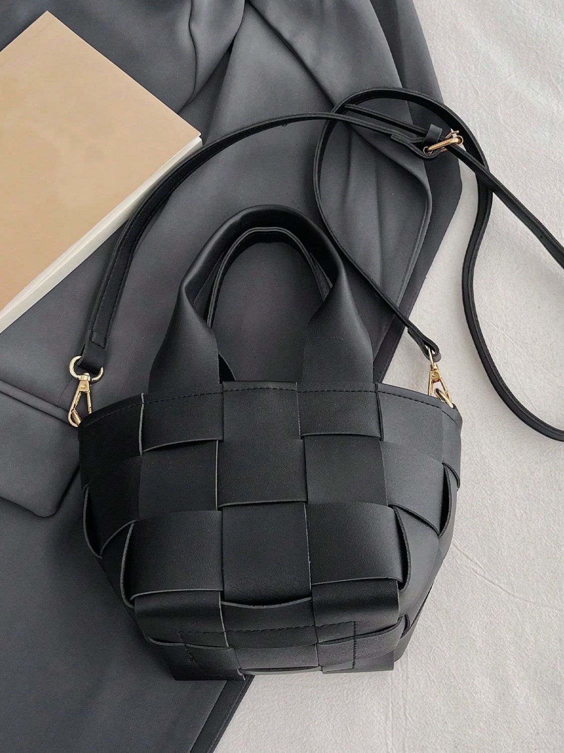 PU Leather Braided Bucket Bag - The Goddess Galleries