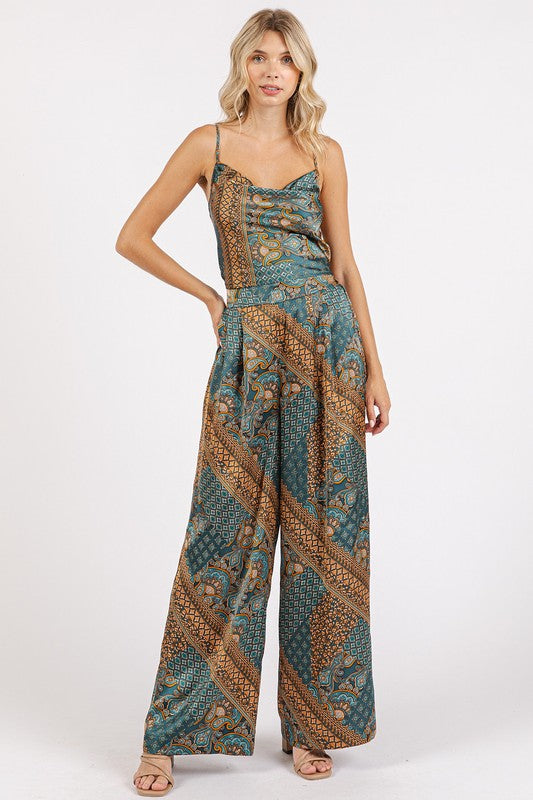 Mittoshop Paisley Patchwork Print Satin Cowl Neck Crop Cami - The Goddess Galleries
