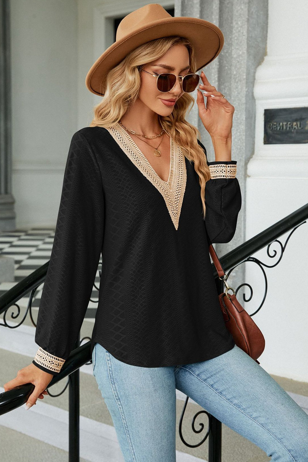 V-Neck Long Sleeve Blouse - The Goddess Galleries