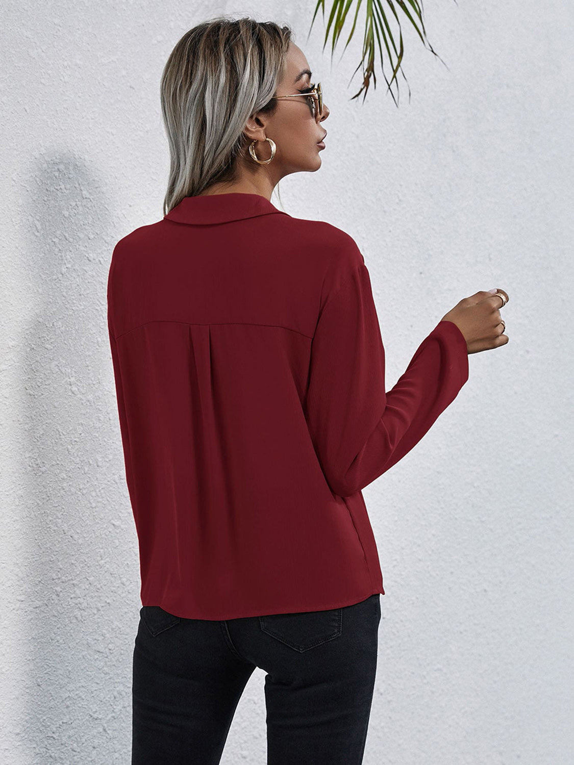 Collared Neck Button Down Shirt - The Goddess Galleries