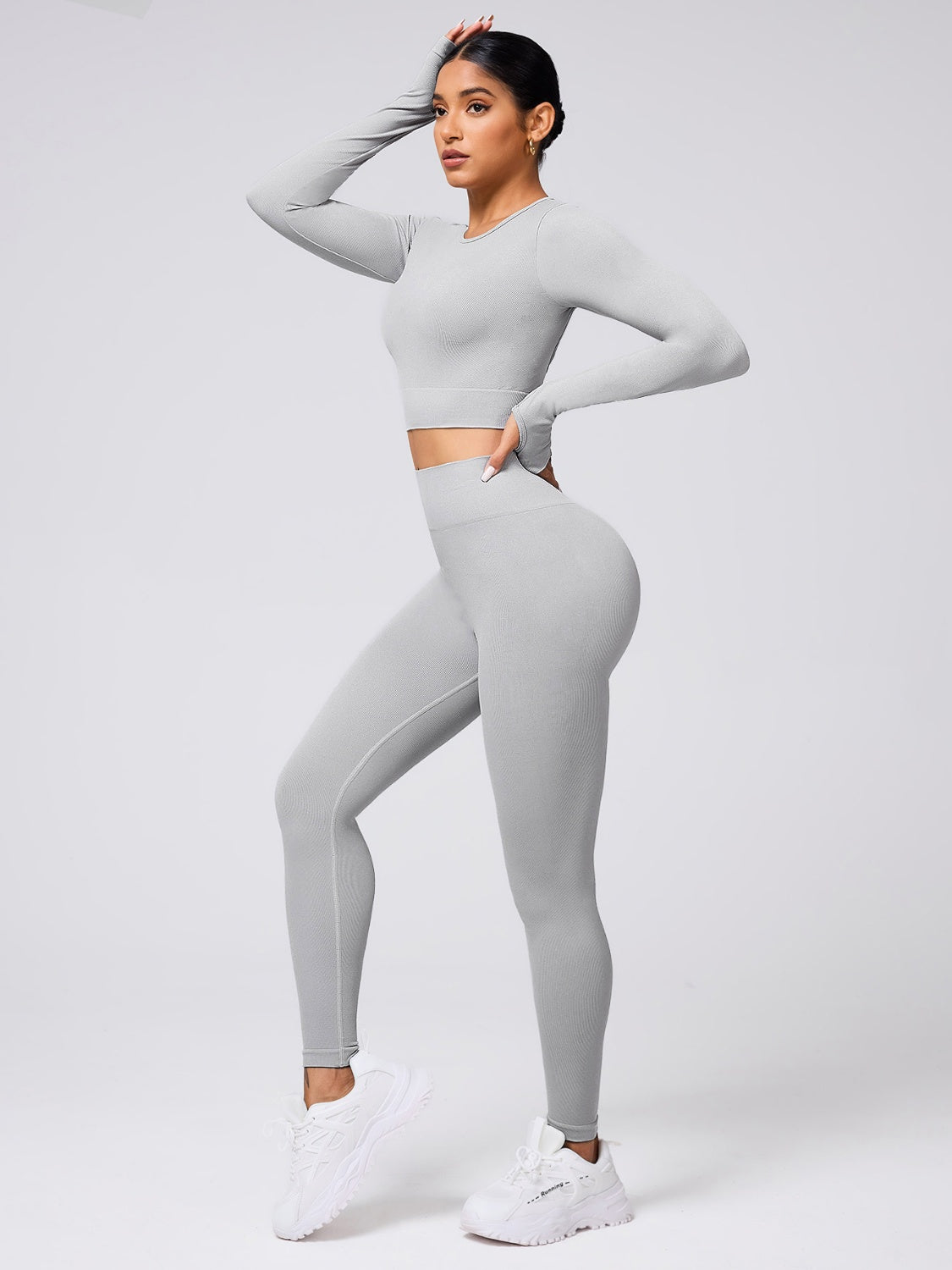 Back Crisscross Round Neck Long Sleeve Top and Leggings Active Set - The Goddess Galleries