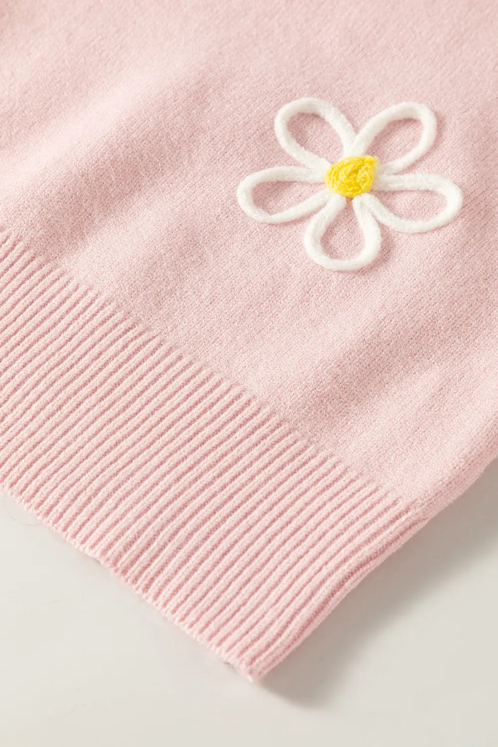 Flower Round Neck Dropped Shoulder Sweater - The Goddess Galleries