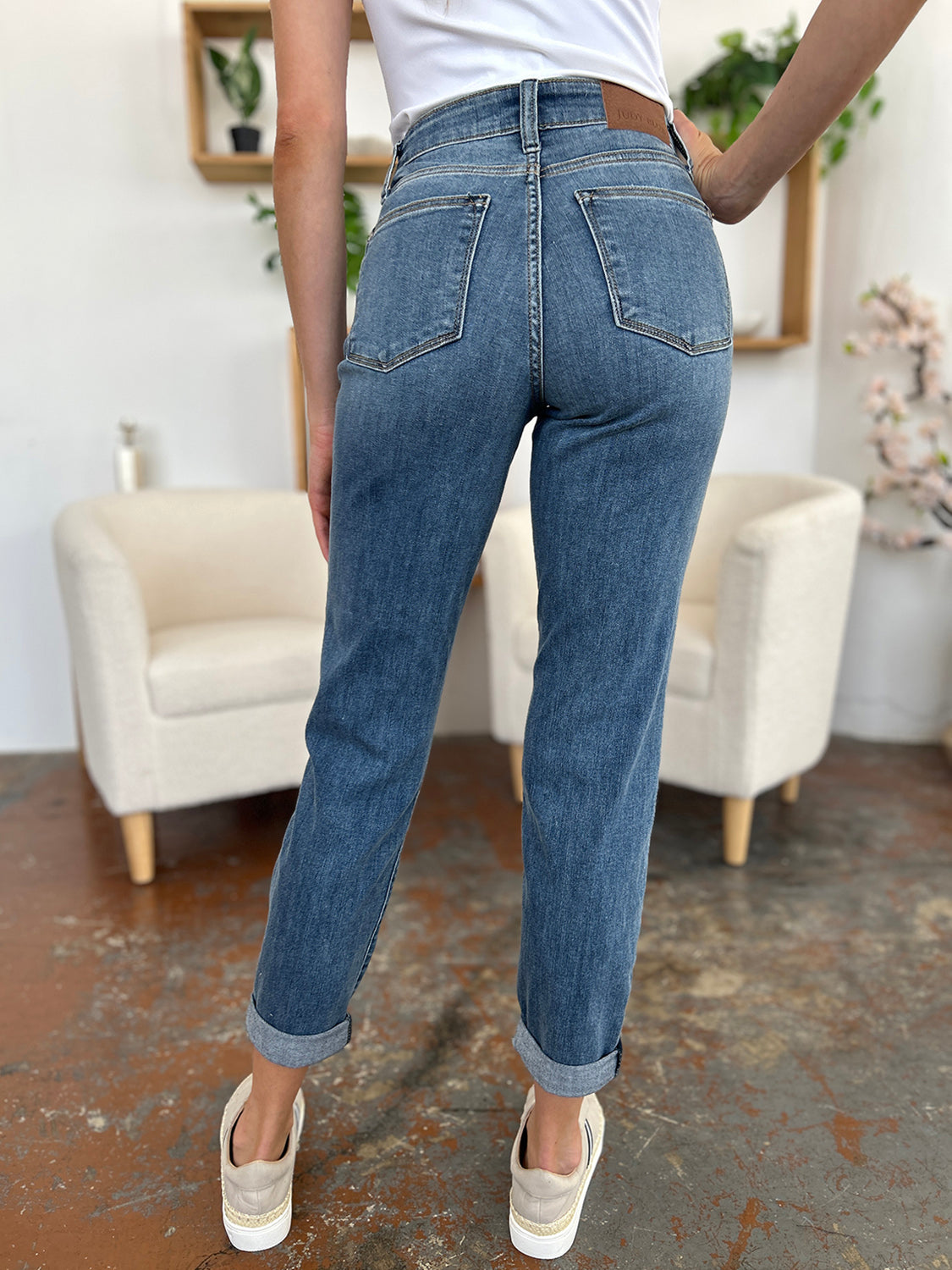Judy Blue Full Size Cuffed Hem Slim Jeans - The Goddess Galleries