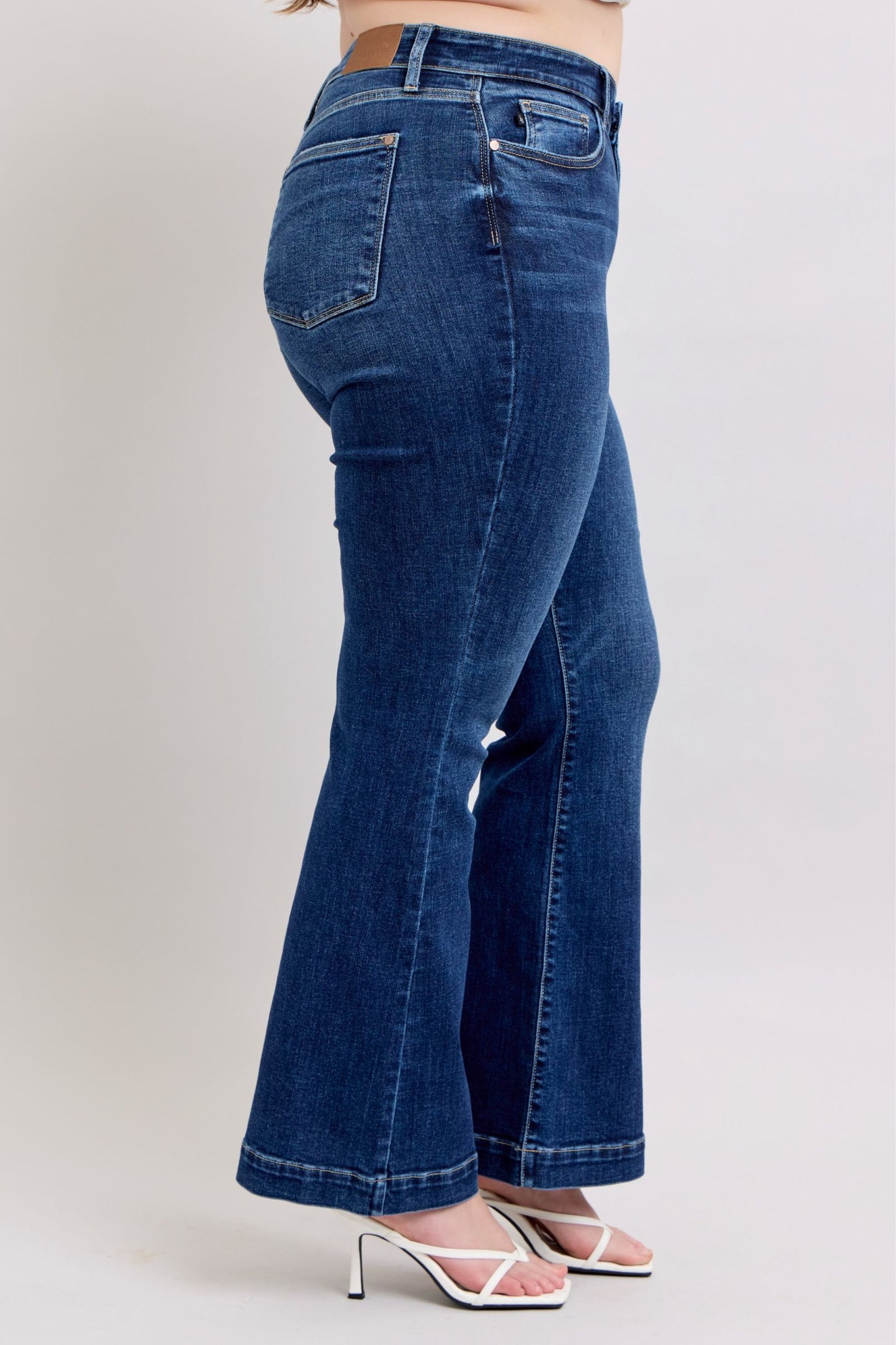 Judy Blue Full Size High Rise Flare Jeans with Pockets Plus Size - The Goddess Galleries