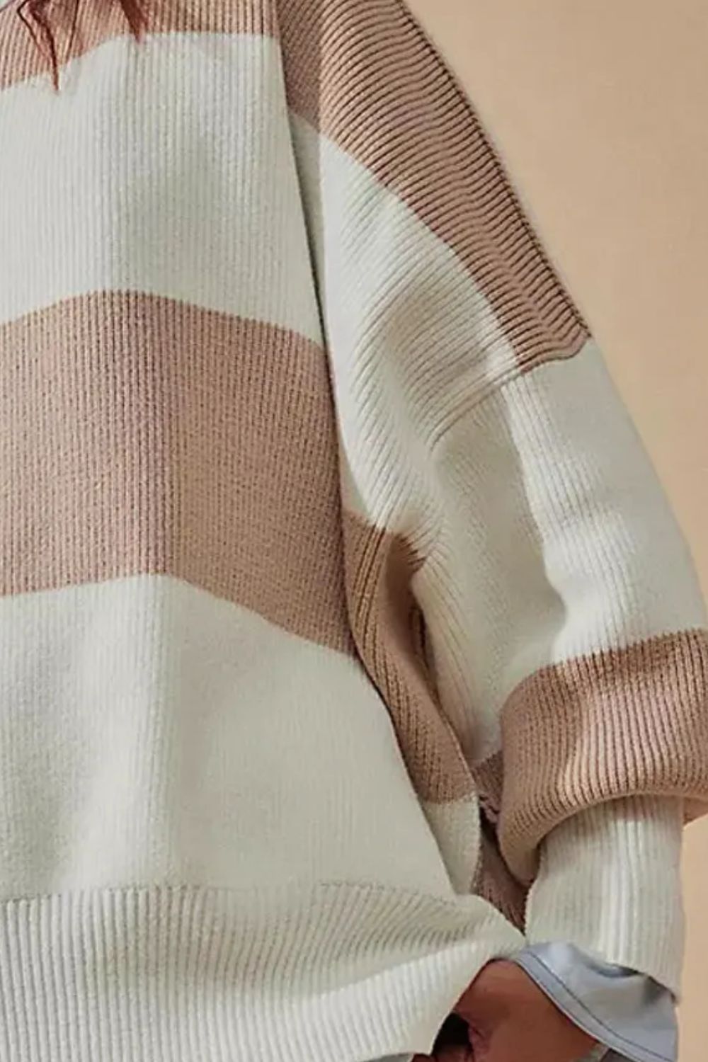 Color Block Round Neck Long Sleeve Sweater - The Goddess Galleries
