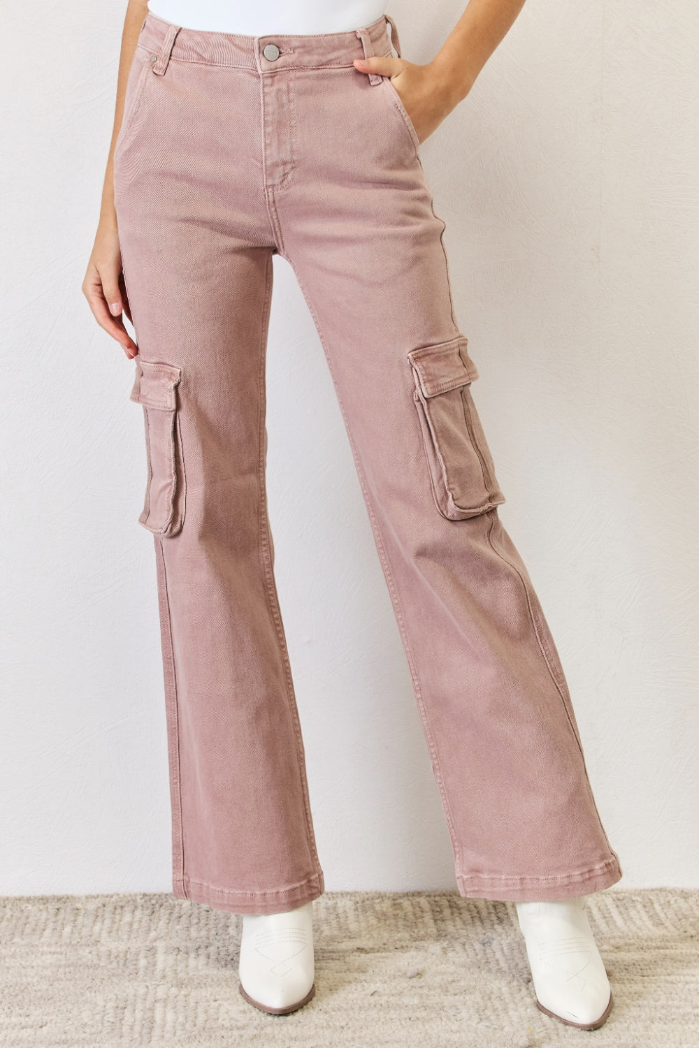 RISEN Full Size High Rise Cargo Wide Leg Jeans - The Goddess Galleries