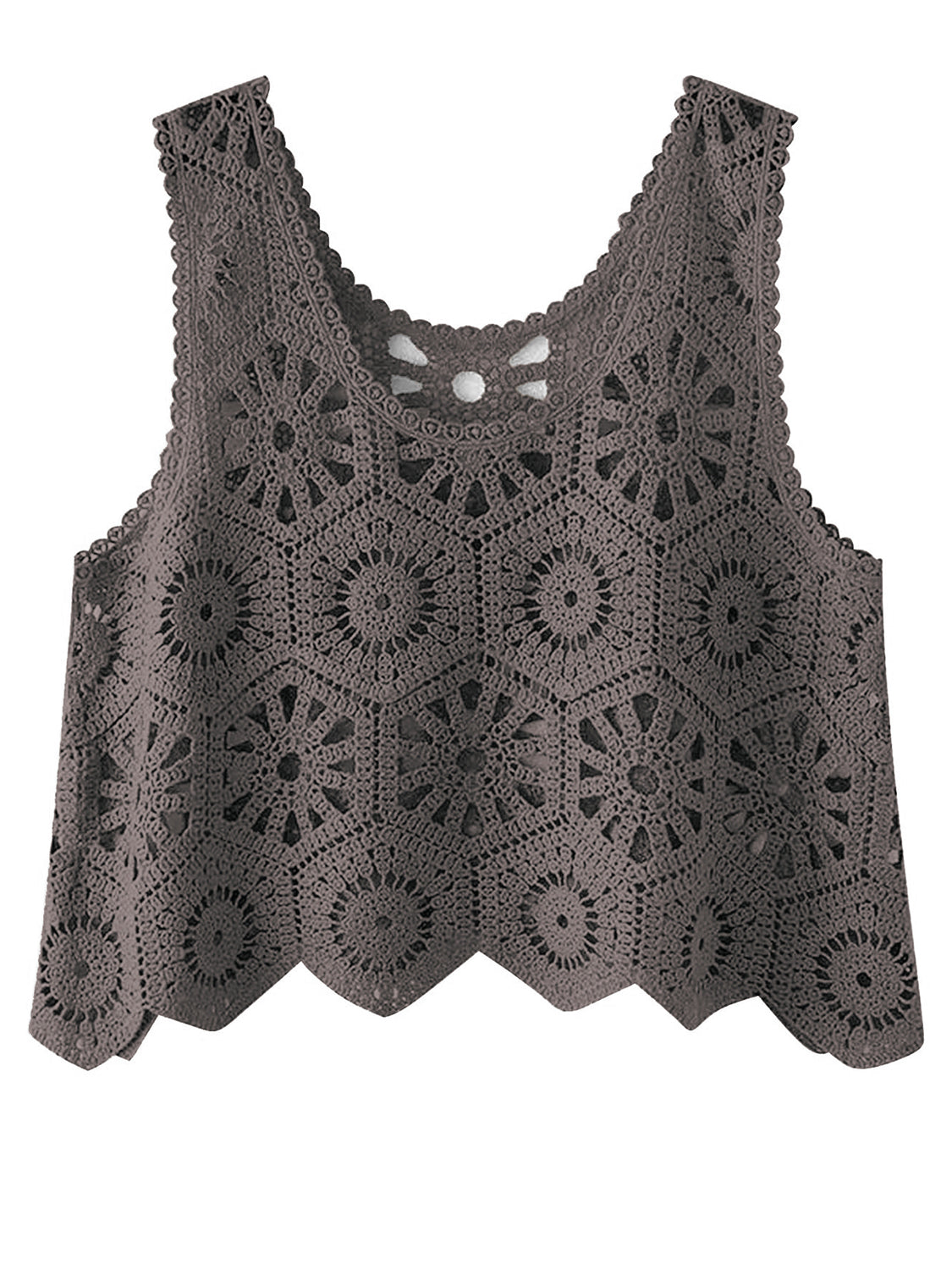 Openwork Round Neck Knit Vest - The Goddess Galleries