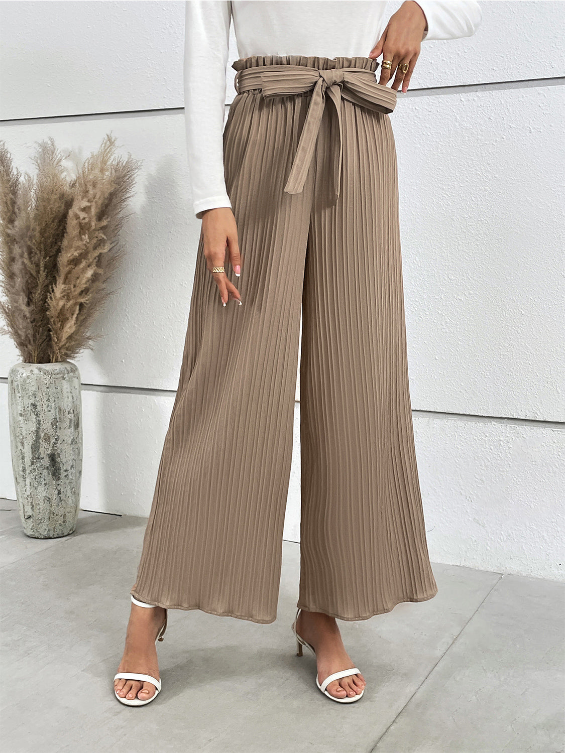 Honey Tied Wide Leg Long Pants - The Goddess Galleries