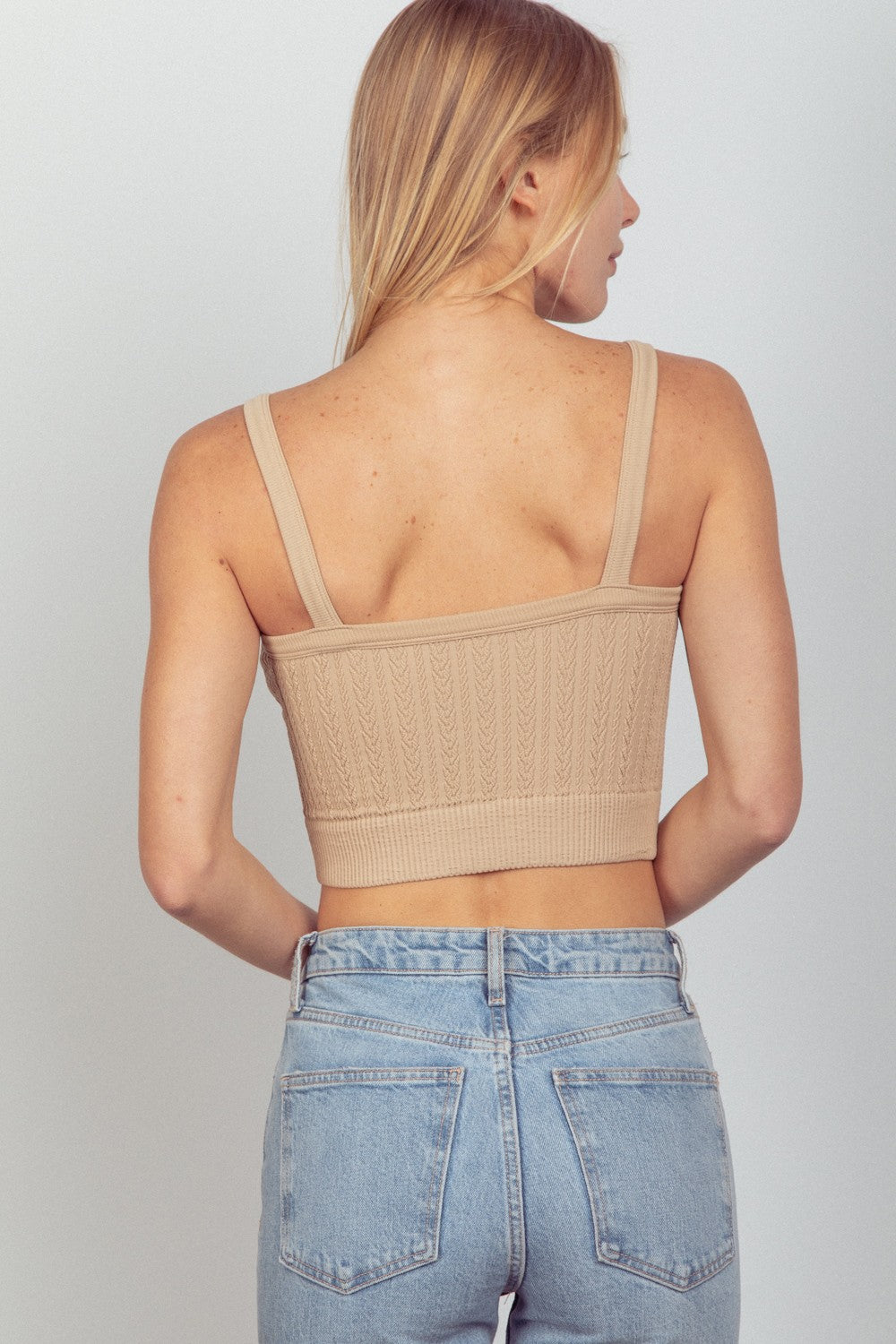 VERY J Cable Knit Seamless Cropped Cami - The Goddess Galleries