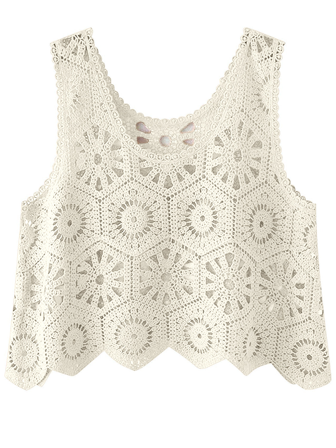 Openwork Round Neck Knit Vest - The Goddess Galleries