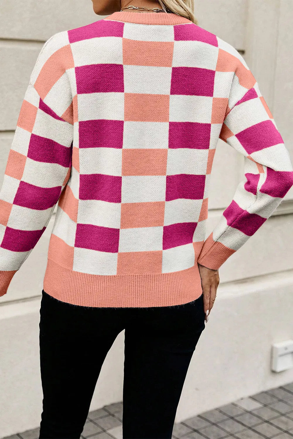 Color Block Round Neck Sweater - The Goddess Galleries