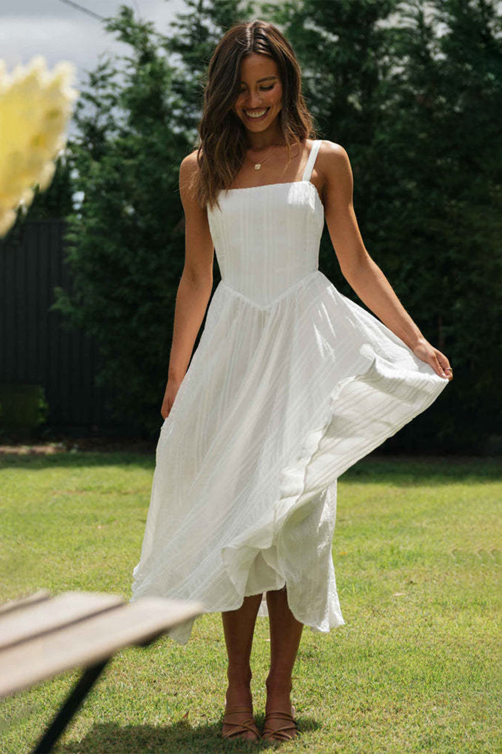 Square Neck Wide Strap Cami Dress - The Goddess Galleries