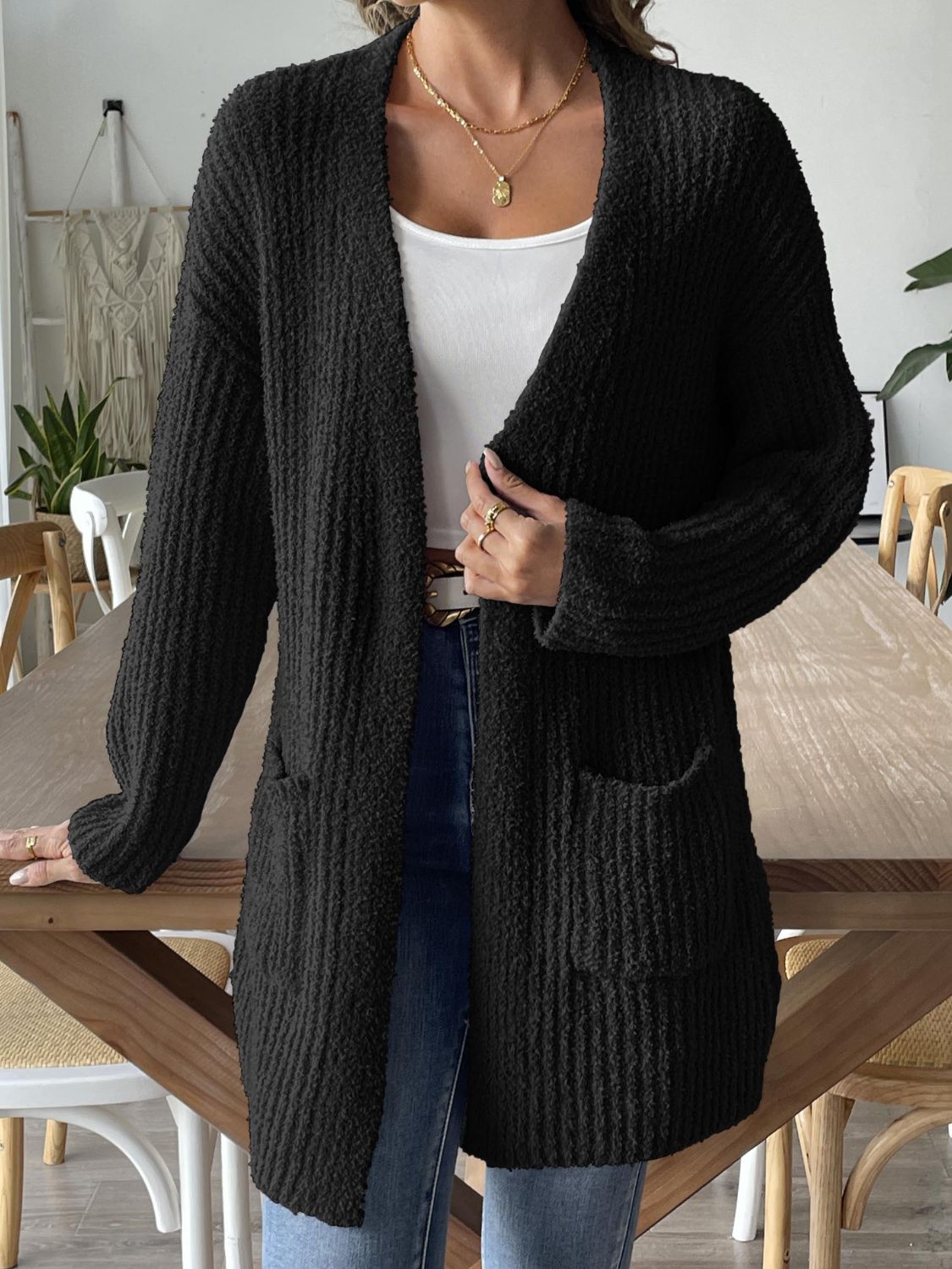 Open Front Long Sleeve Cardigan - The Goddess Galleries