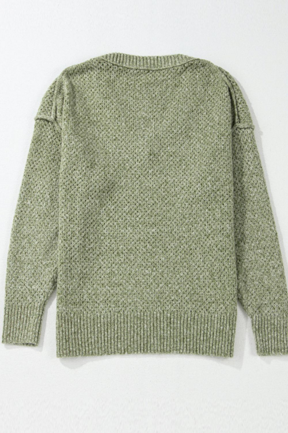 V-Neck Dropped Shoulder Long Sleeve Sweater - The Goddess Galleries