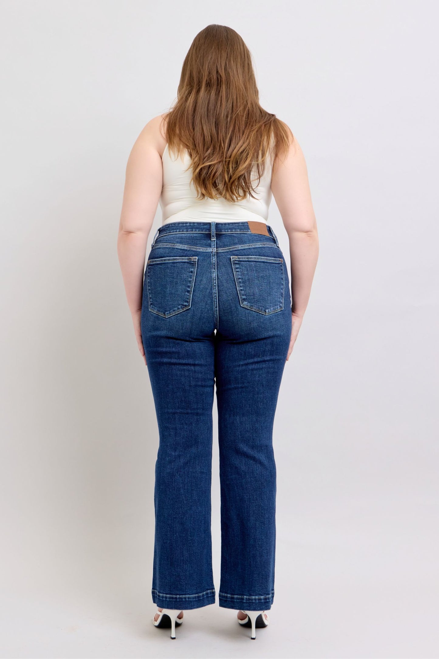 Judy Blue Full Size High Rise Flare Jeans with Pockets Plus Size - The Goddess Galleries