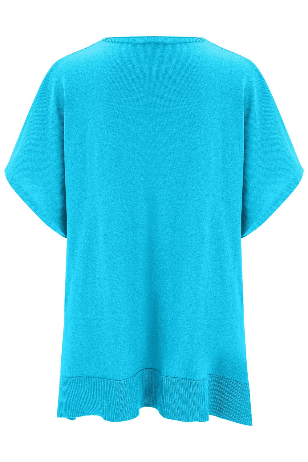 Slit V-Neck Half Sleeve Knit Top - The Goddess Galleries