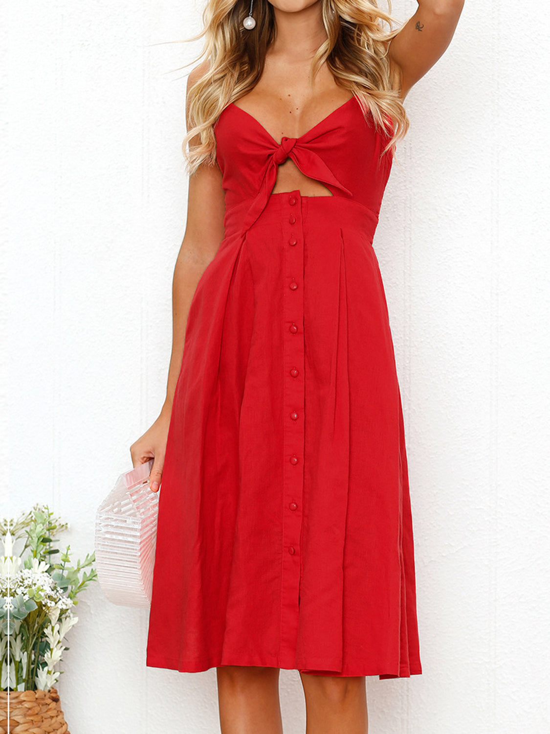 Cutout Smocked Sweetheart Neck Cami Dress - The Goddess Galleries