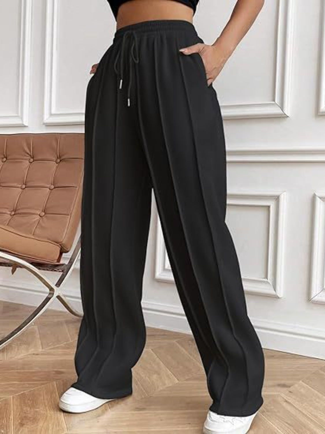 Drawstring Wide Leg Pants with Pockets - The Goddess Galleries
