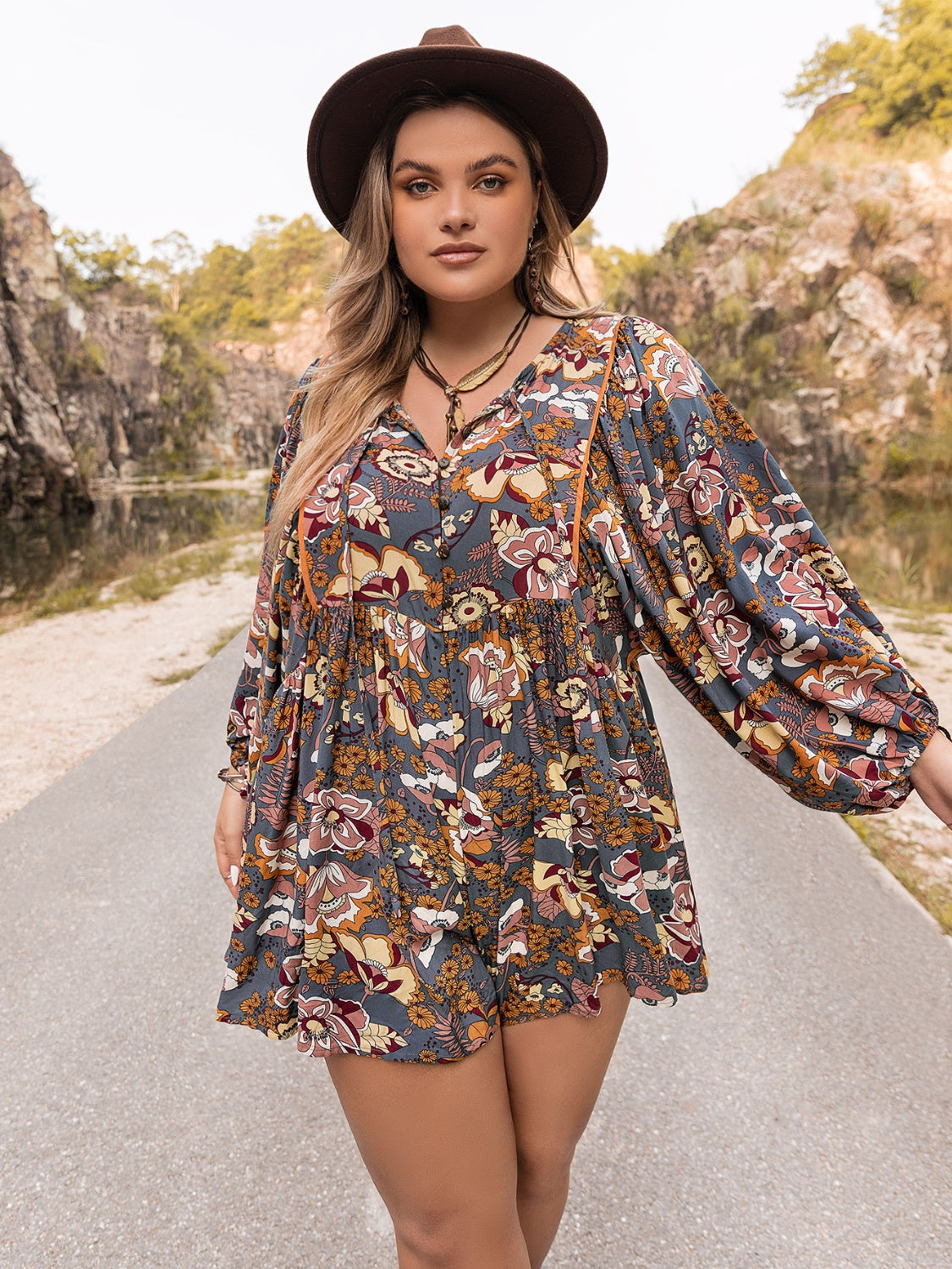 Plus Size Long Sleeve Romper - The Goddess Galleries
