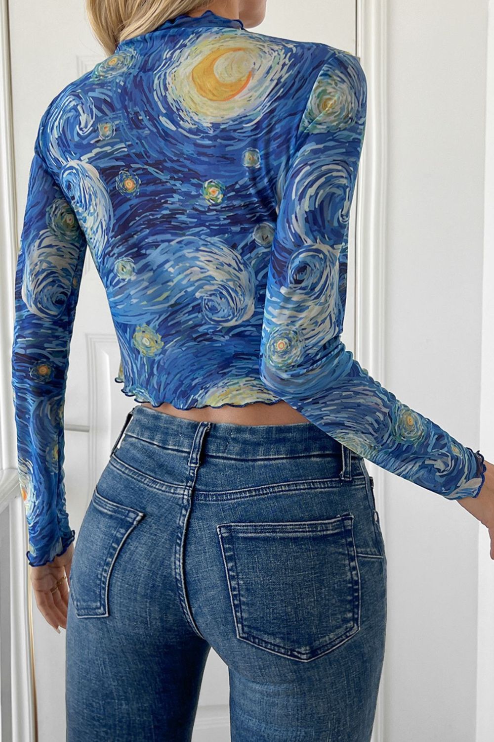 Starry Sky Cropped Mesh T-Shirt - The Goddess Galleries