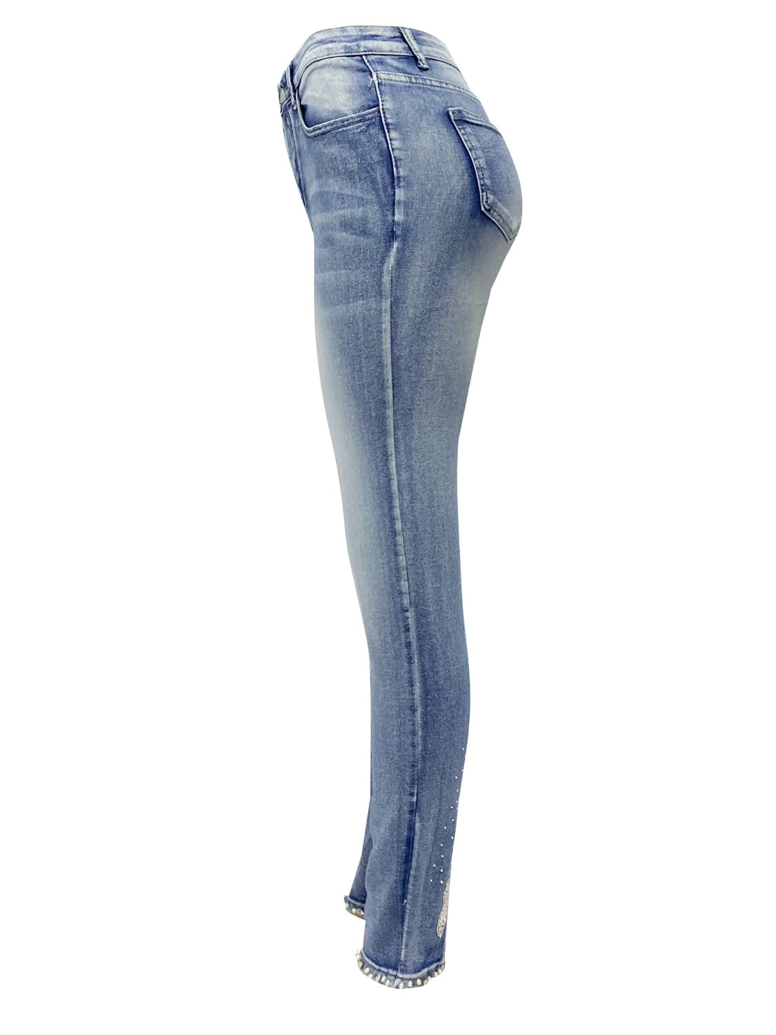 Rhinestone Skinny Jeans with Pockets - The Goddess Galleries