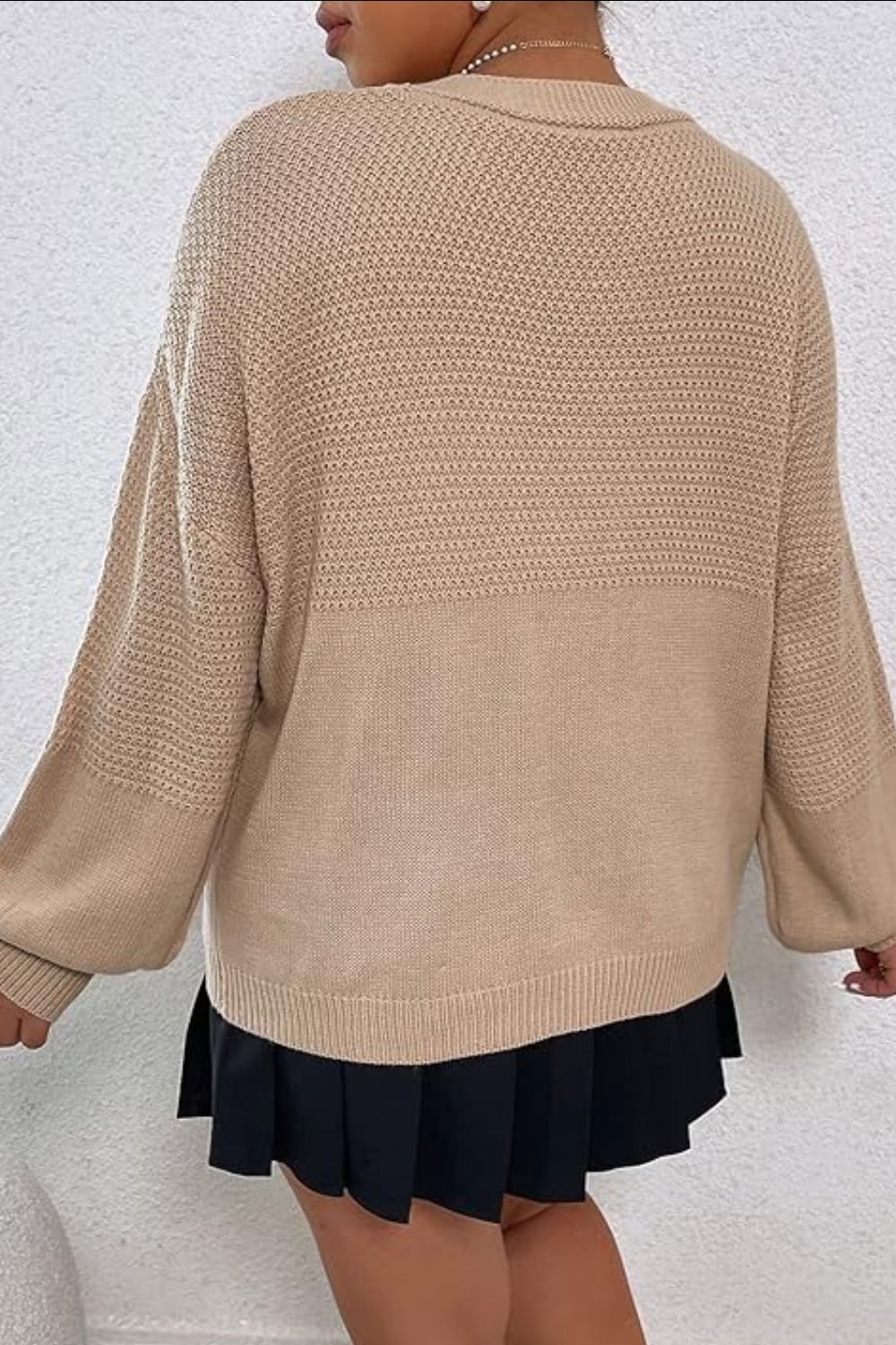 Floral Applique Drop Shoulder Open Front Cardigan - The Goddess Galleries