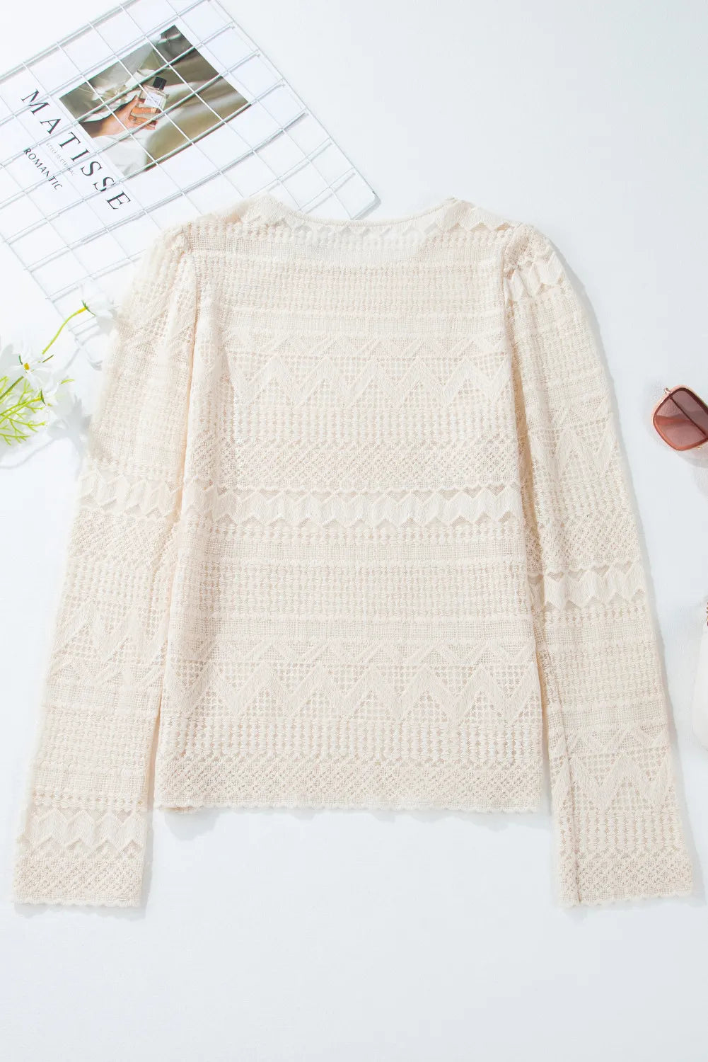 Lace Round Neck Long Sleeve Blouse - The Goddess Galleries