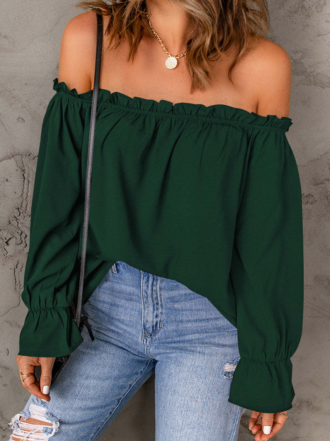Off-Shoulder Flounce Sleeve Blouse - The Goddess Galleries