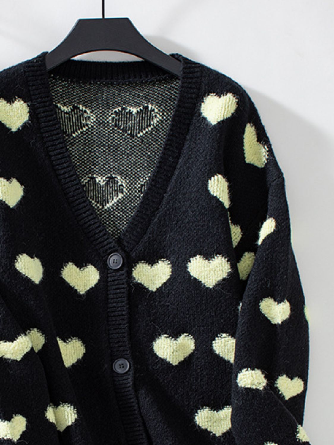 Heart V-Neck Button Up Long Sleeve Cardigan - The Goddess Galleries