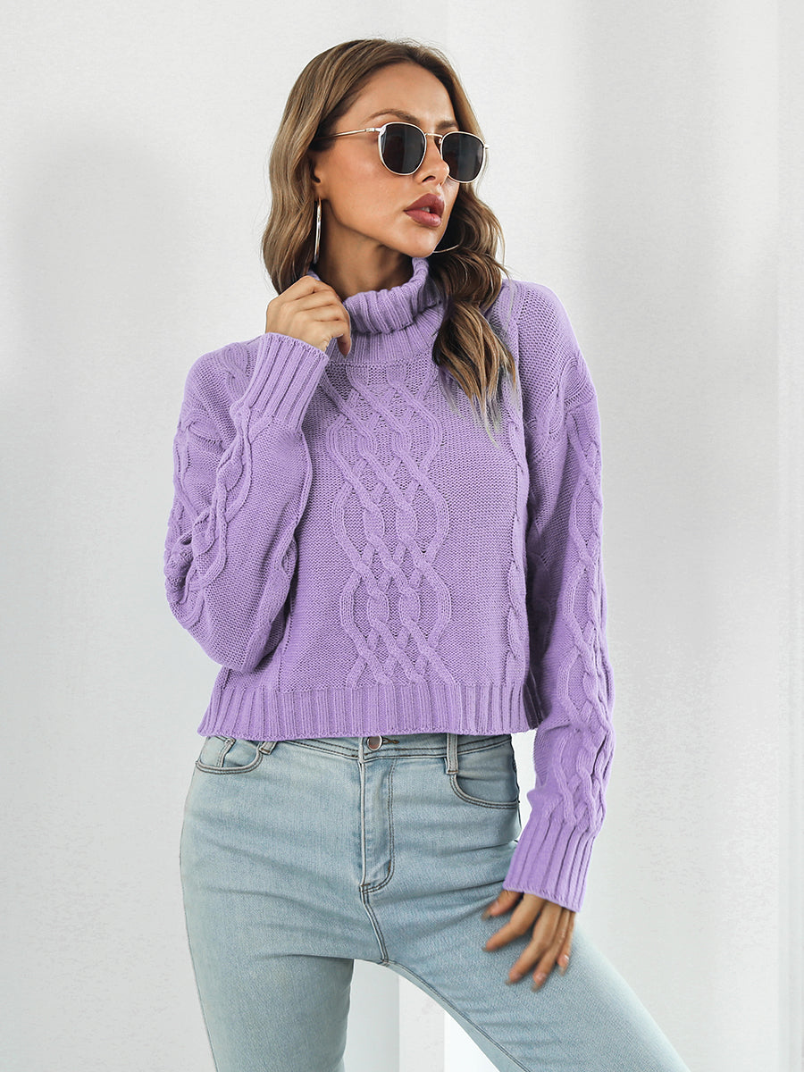 Turtleneck Dropped Shoulder Sweater - The Goddess Galleries