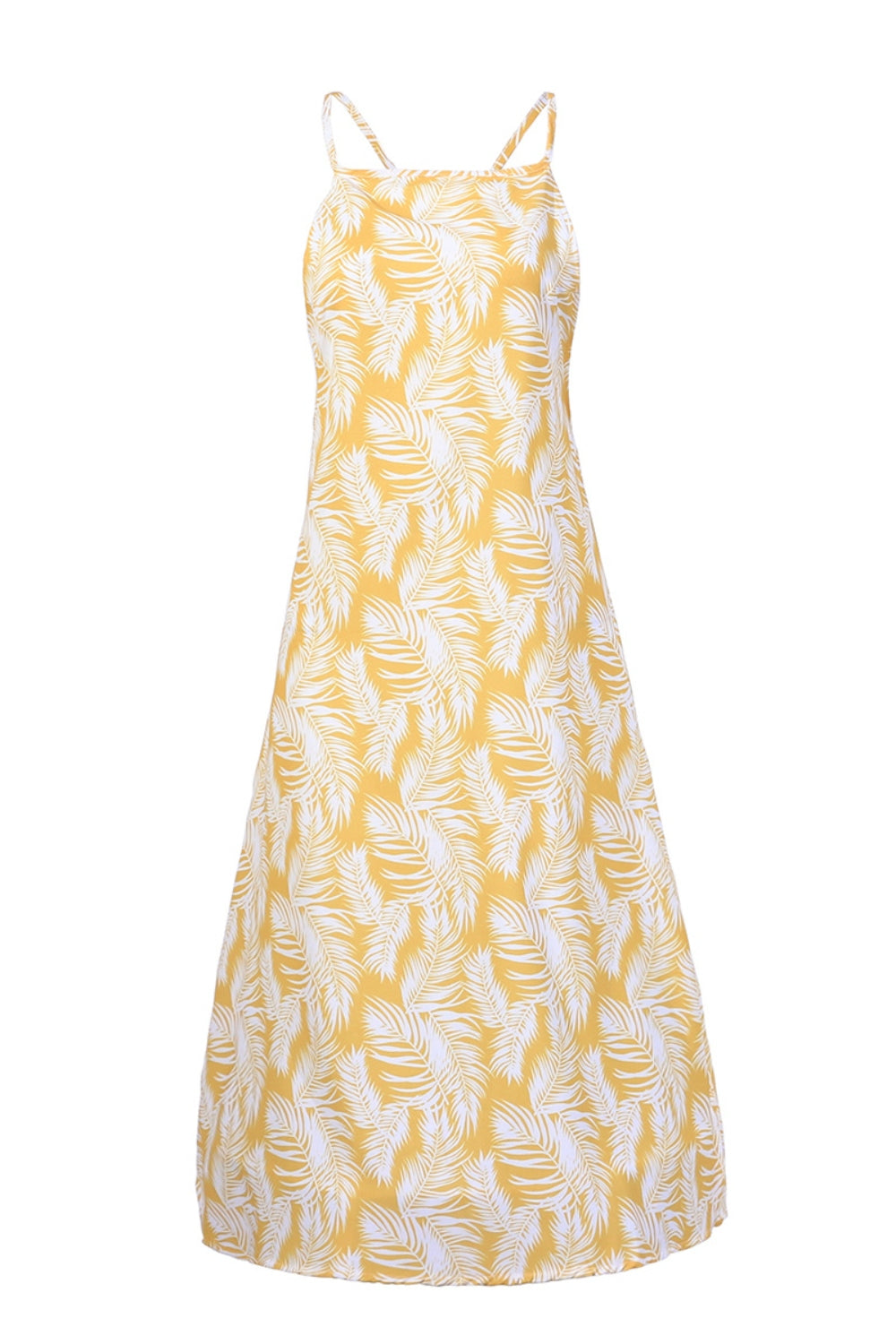 Slit Crisscross Printed Sleeveless Cami Dress - The Goddess Galleries